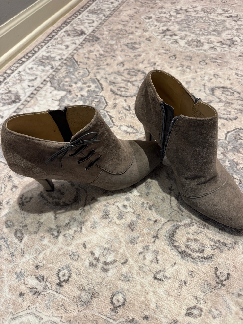 Naturalizer Taupe Suede Ankle Booties with Side Zip